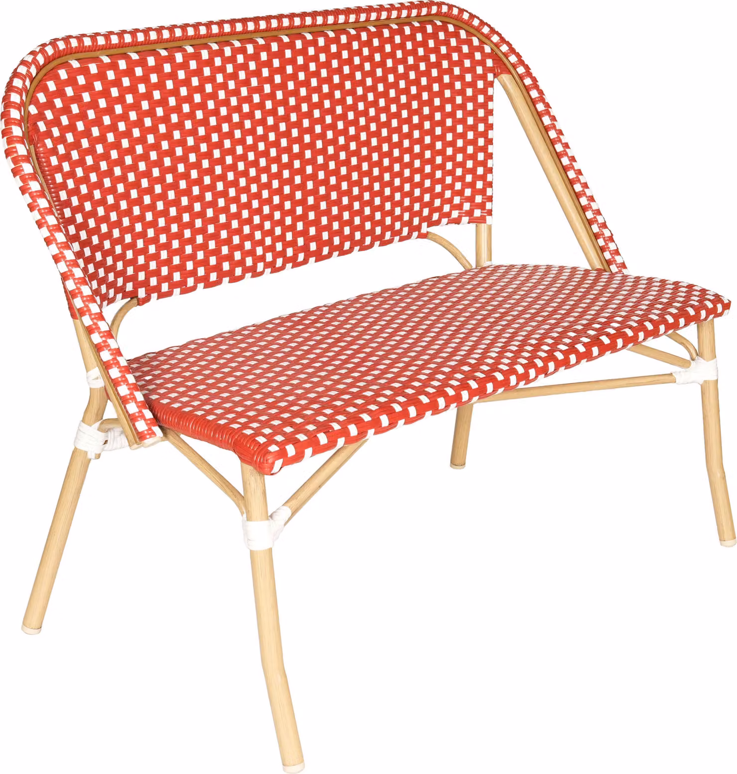 Panca da giardino in alluminio e rattan sintetico bianco e rosso - Oviala Belleville