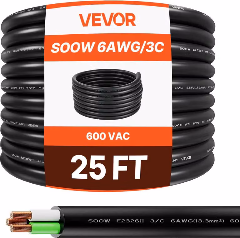 Cavo di prolunga elettrico premium da 25 FT 6AWG con filo di rame
