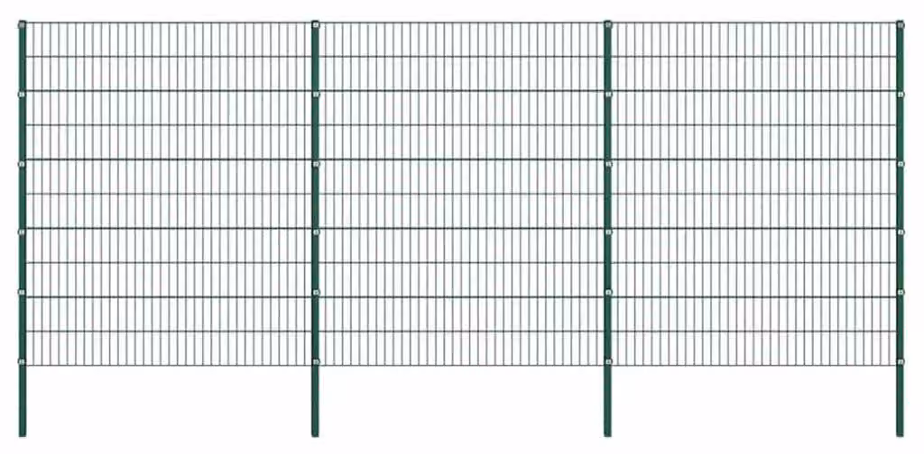 vidaXL Recinzione prefabbricata con pali in ferro, 5,1 x 2 metri, verde
