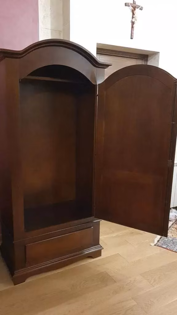Armadio Arte Povera Mobili 2G in Legno con Foglia Oro, 1 Porta e Cassetti Integrati, L: 96 cm, P: 56 cm, H: 196 cm – 5