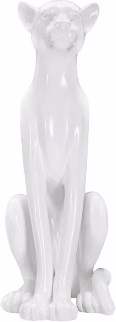 Statua Leopardo 27x74x38 cm in Poliresina Bianco