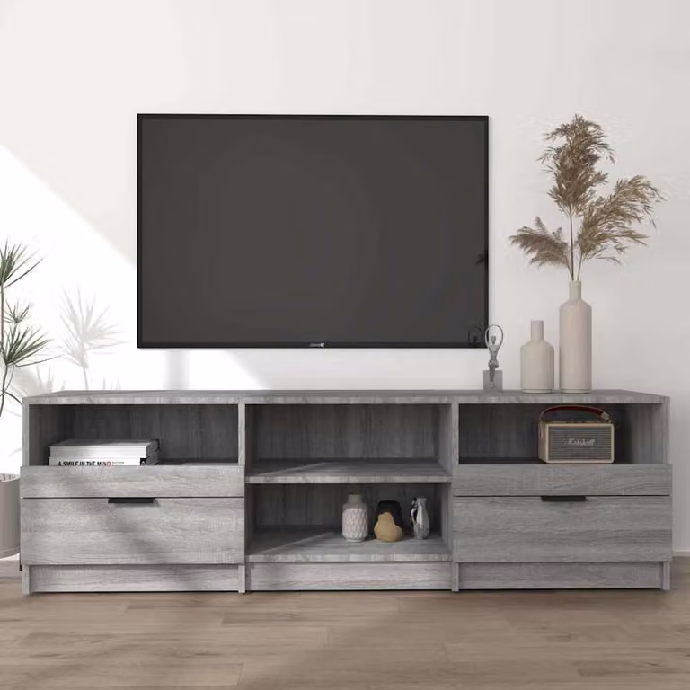 Mobile TV moderno vidaXL in legno ingegnerizzato grigio, L 150 x P 33,5 x H 45 cm