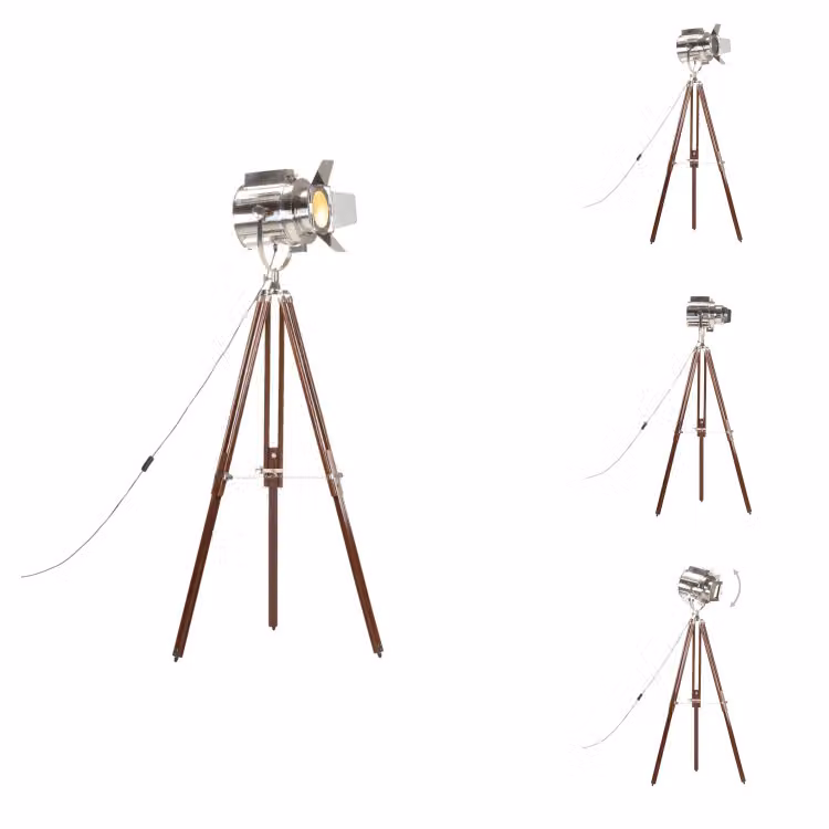 vidaXL Lampada da terra treppiede in legno massiccio di mango 180 cm - Lampade