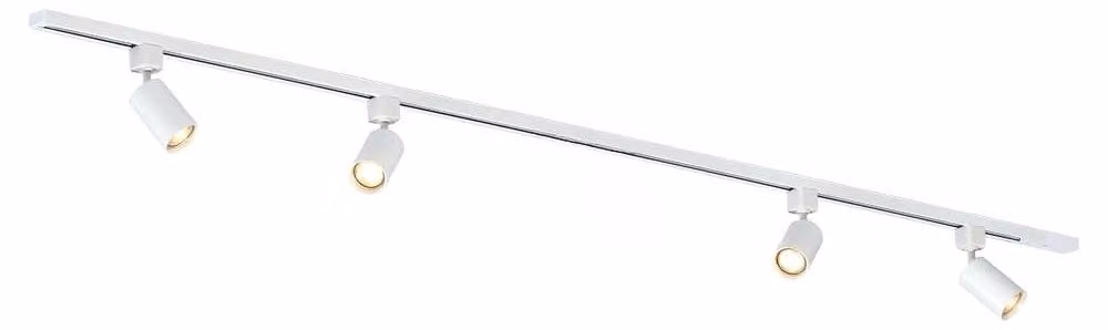 Binario per illuminazione monofase GU10 - 200 cm - a forma di i - 4 faretti - Bianco