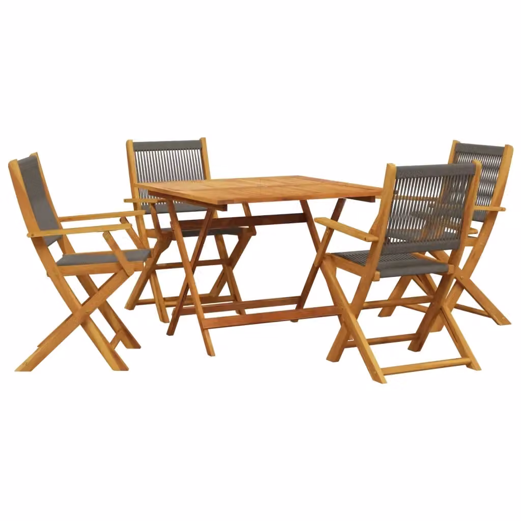 Set da pranzo da giardino moderno vidaXL composto da 5 pezzi in legno di acacia oliato e polipropilene nei colori grigio e marrone – 2