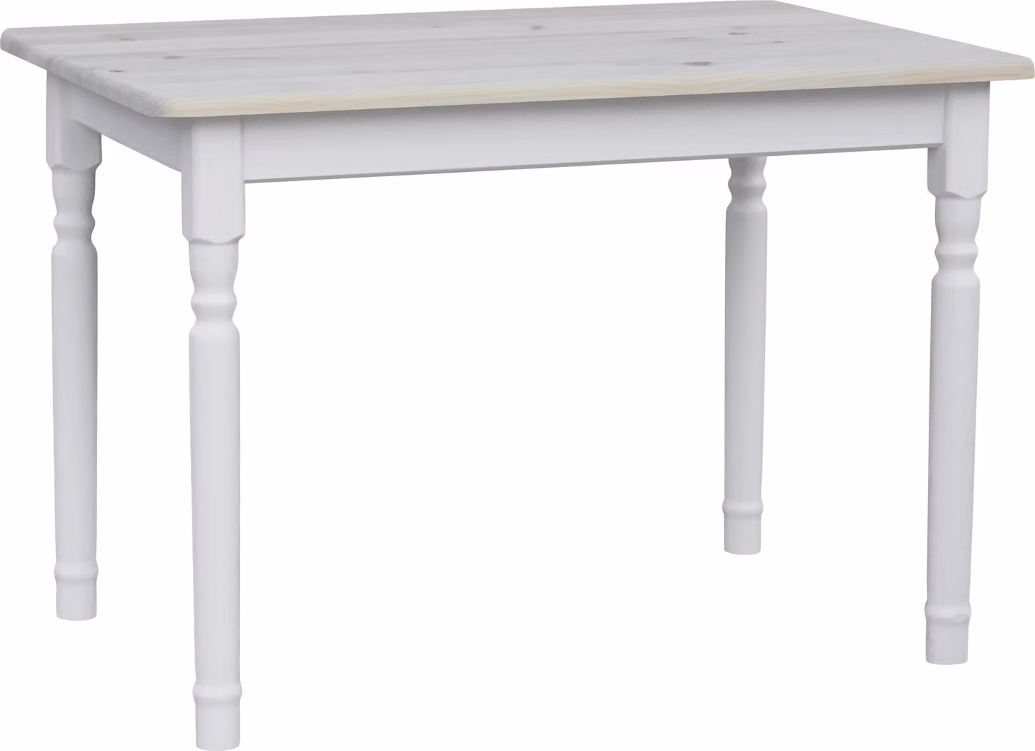 Tavolo bianco II in legno di pino massiccio con piano non laccato 100 x 60 cm