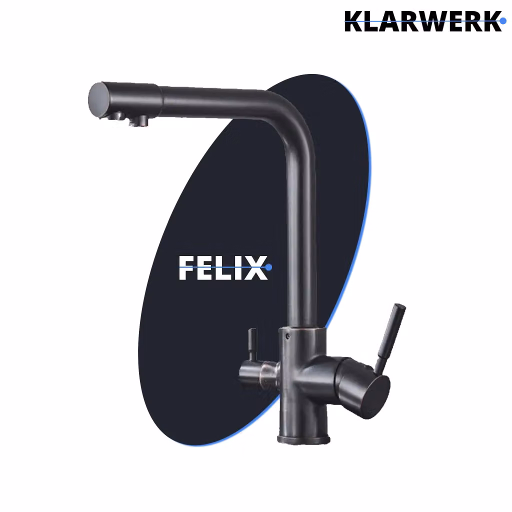 Miscelatore da cucina Klarwerk Felice a 3 vie per acqua potabile e filtrata in acciaio inossidabile nero opaco – 2