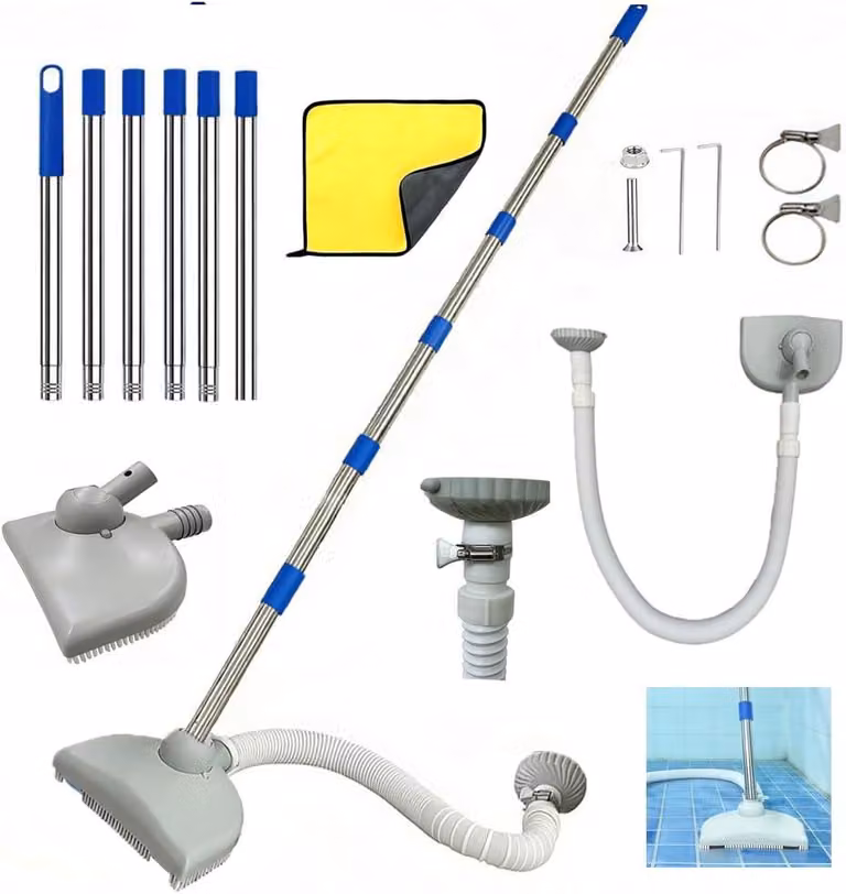 Aspiratore per piscine, 3,5 metri, con asta telescopica e tubo flessibile