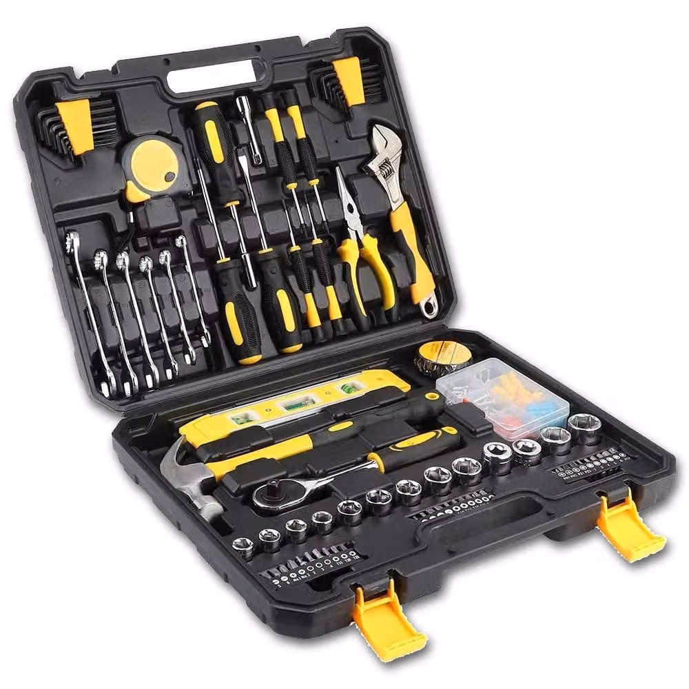 Set di utensili da 140 pezzi - Set di chiavi a bussola e cacciaviti - Acciaio al carbonio - Per riparazioni automobilistiche e domestiche - In valigetta porta attrezzi - Nero