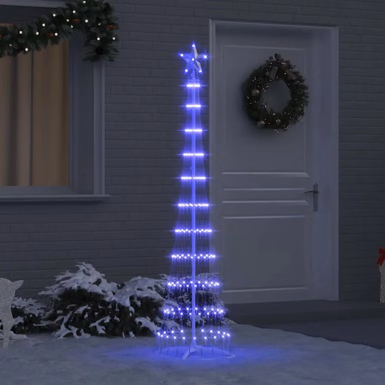 Albero di Natale LED vidaXL in metallo blu e argento, L/P/H: 51 x 51 x 190 cm