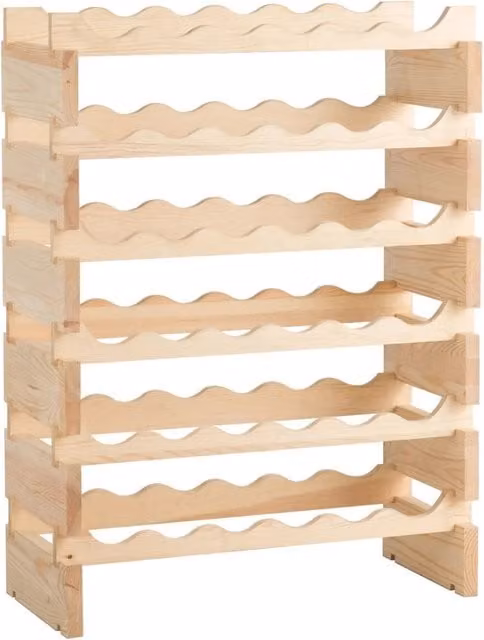 Set di 2 porta bottiglie in legno di pino naturale con 6 livelli per 36 bottiglie di vino, colore beige/marrone