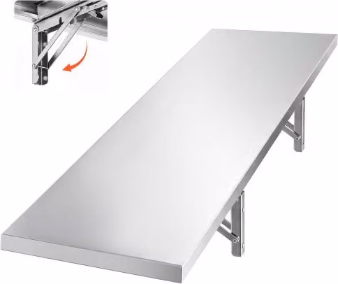 Mensola ribaltabile a muro VEVOR in acciaio inox color argento con staffa, ideale per cucina, bar e garage, portata massima 136 kg, L: 121,9 cm, P: 30,5 cm
