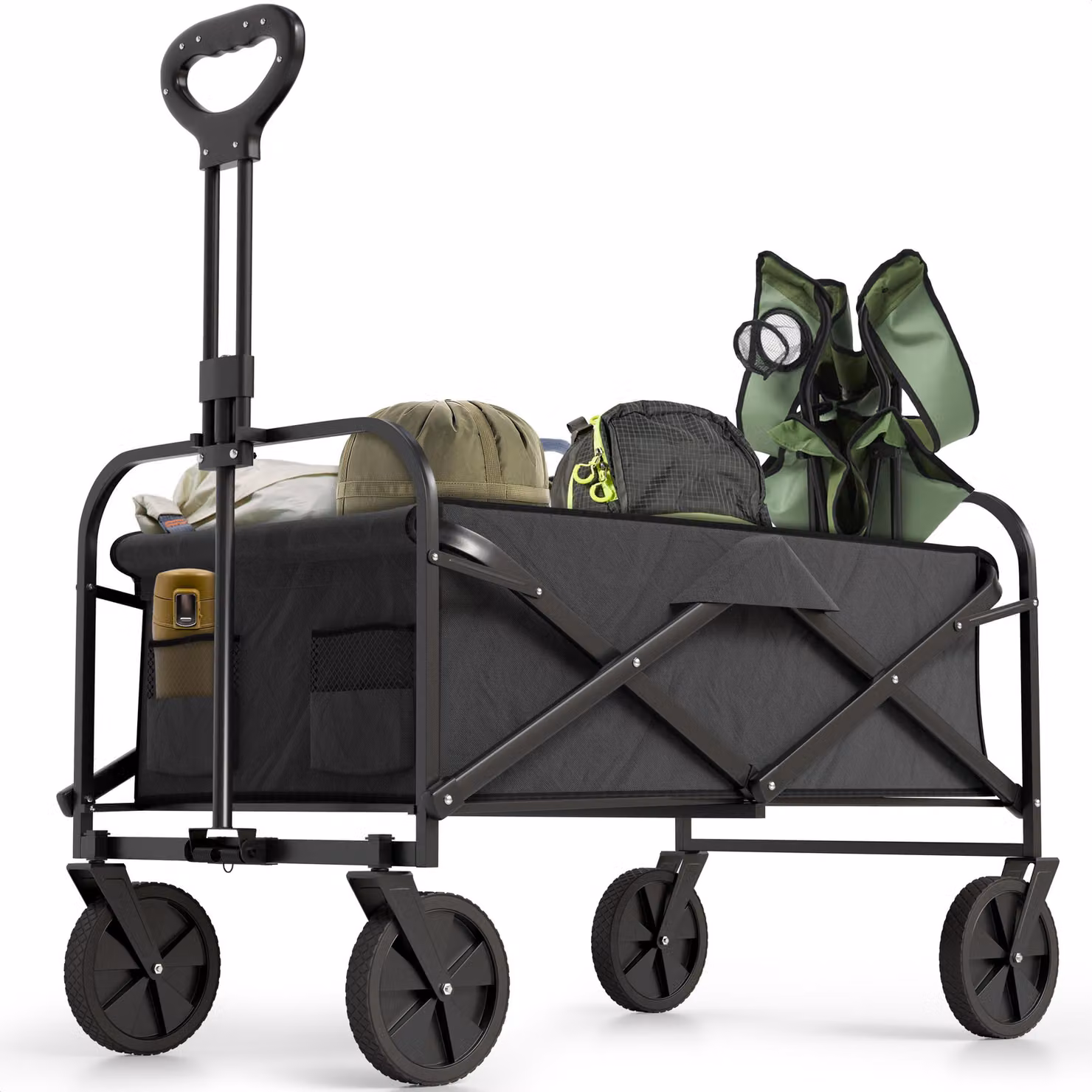 Avalo Carretto Pieghevole XL - Pieghevole - Fino a 110KG - 91x51x103 CM - 120L - Ruote a 360° - Nero