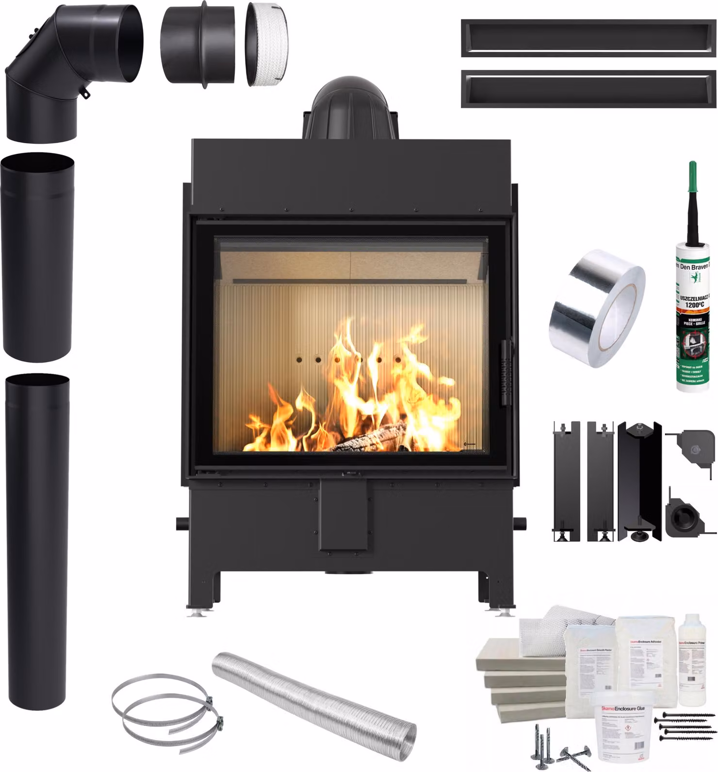 Inserto per caminetto KRATKI LUCY 15 kW Ø200 Set per installazione a incasso