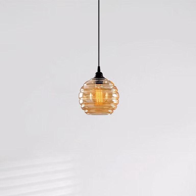 Lampada a sospensione in vetro Gold 010 Opviq, dimmerabile, Ottone / Oro, Soggiorno / Sala da pranzo, Vetro, Lampada a sospensione