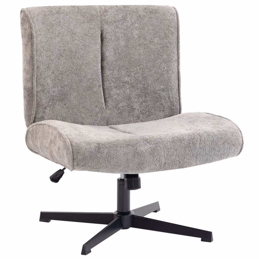 Poltrona girevole reclinabile Minimal in velluto grigio con struttura in metallo – 2