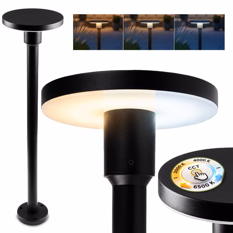 LUMILED Luce di percorso a LED CCT 12W 3000 - 6500K 80cm IP65 Impermeabile Alluminio Nero Dissuasore Luce da giardino Lampada da terra per esterni impermeabile Luce moderna per esterni Illuminazione di percorso per patio e vialetto