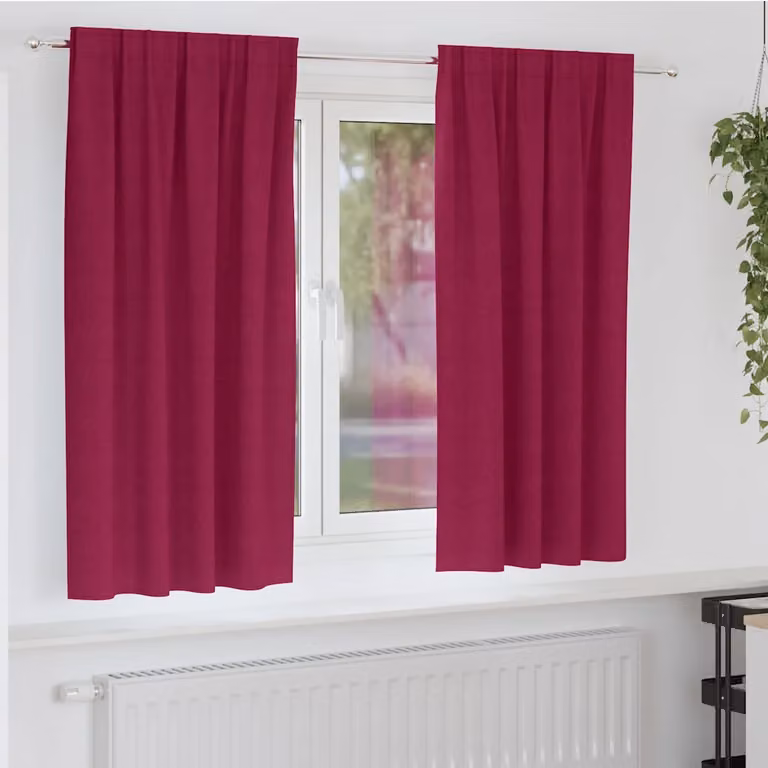 Set di 2 tende blackout vidaXL con anelli in poliestere, colore rosso, H 175 x L 140 cm