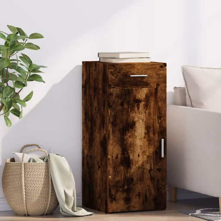 Credenza vidaXL in legno multistrato color rovere fumo, sospesa a parete, L 40 cm x P 42,5 cm x H 93 cm