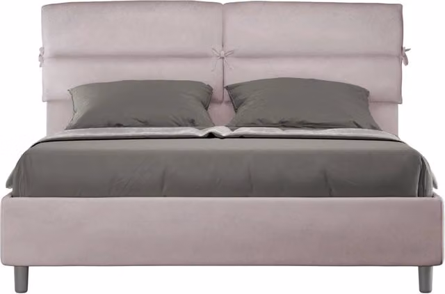 Letto Matrimoniale Nandy con Contenitore e Testata Imbottita in Microfibra Colore Glicine L/P/H: 160 x 190 x 110 cm – 1