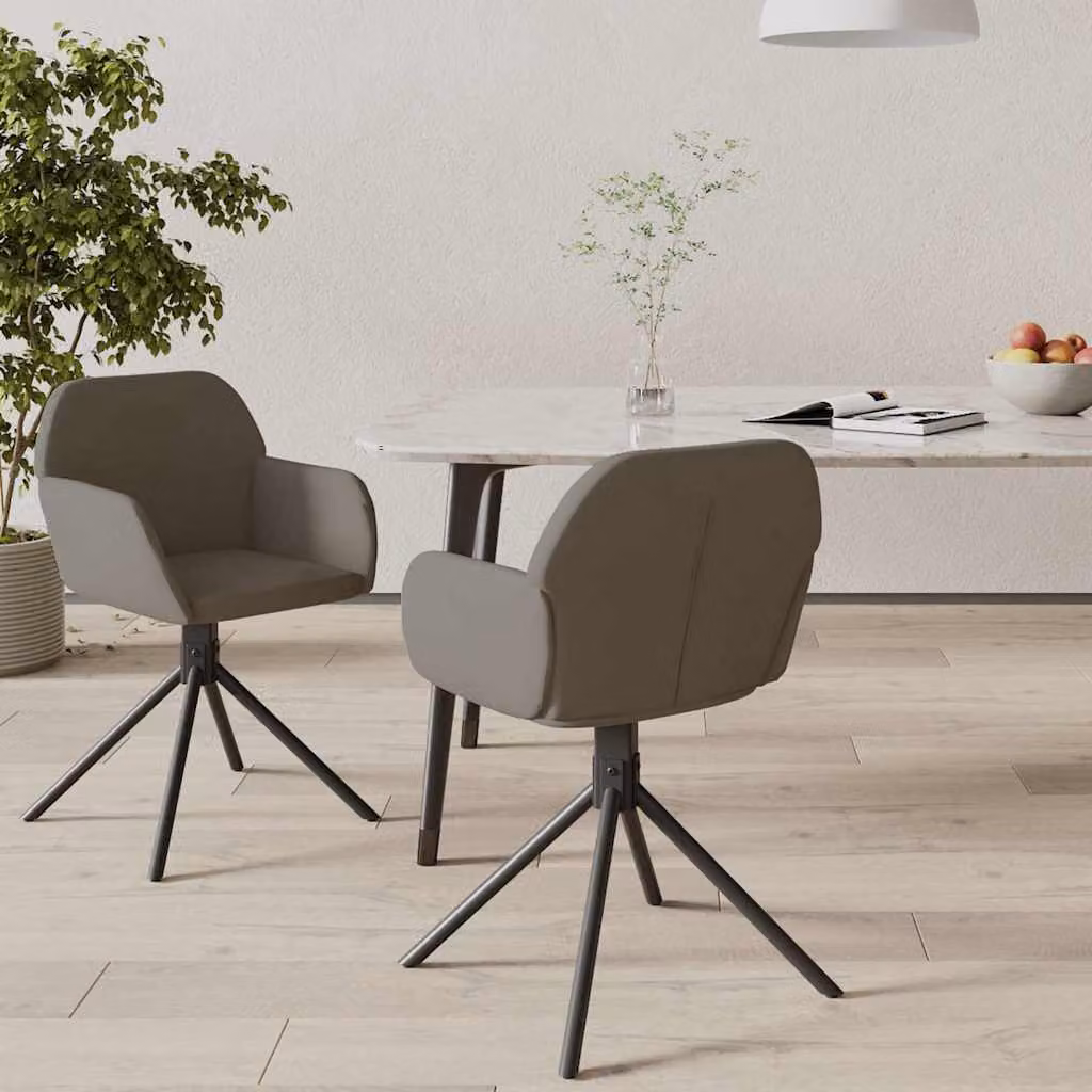 Set di 2 sedie da pranzo girevoli vidaXL in velluto grigio con struttura in metallo e MDF
