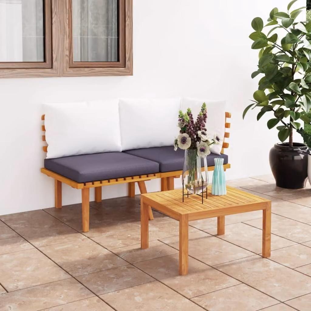 Maison Exclusive - Set da giardino 2 pezzi con cuscini in legno massello di acacia