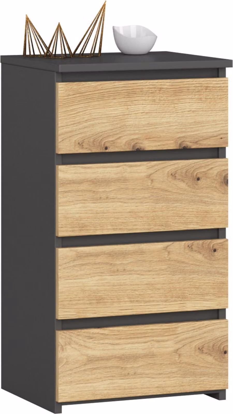 Comodino, colore grigio scuro, dimensioni 40 x 74 x 35 cm