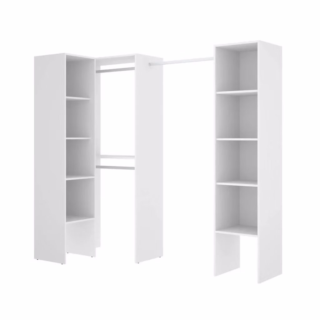 Guardaroba Alexois DMORA, Struttura per cabina armadio angolare con appendiabiti e ripiani, Bianco opaco, L: 226 cm, P: 79 cm, H: 186 cm – 2