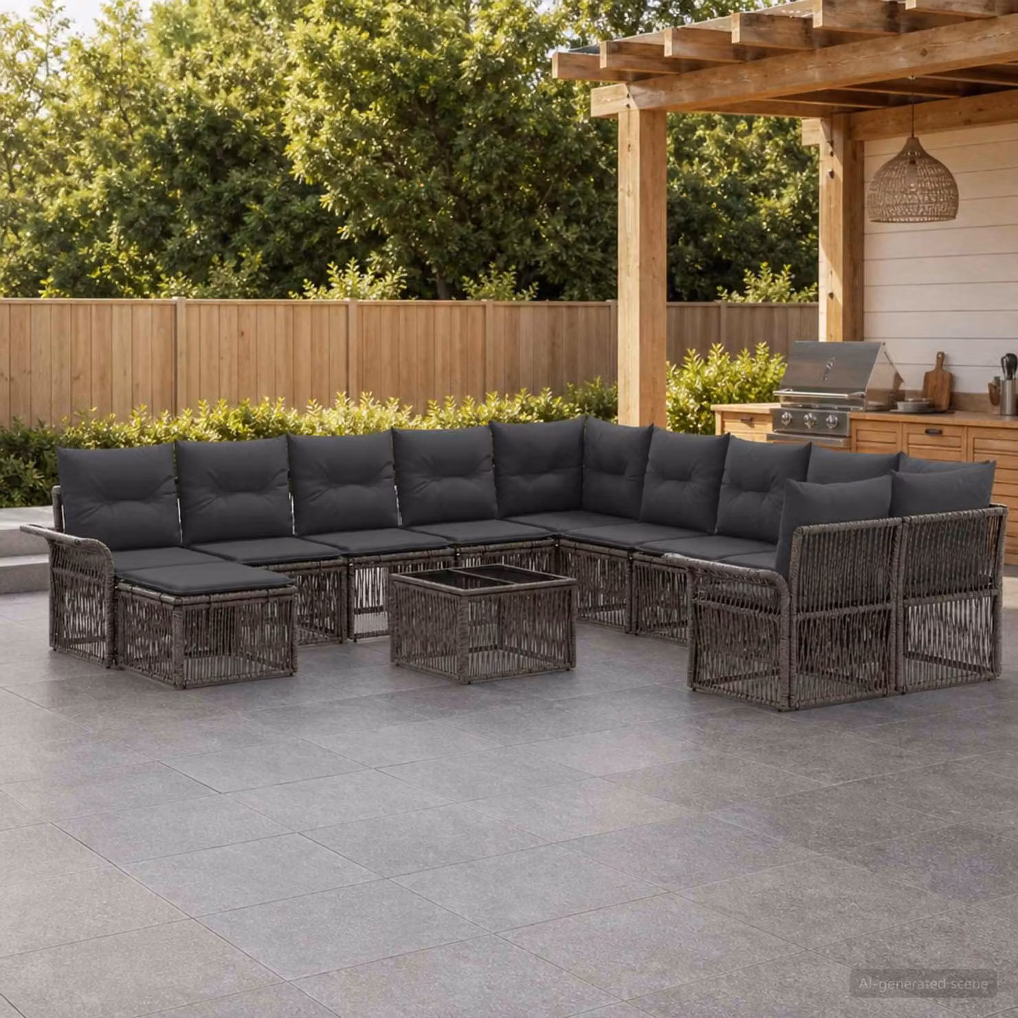 Maison Exclusive - Set di divani da giardino, 12 pezzi, grigio e grigio scuro, in rattan sintetico