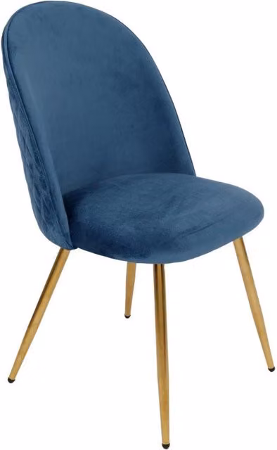 Set di 4 Sedie Claire In Velluto Blu E Gambe Oro