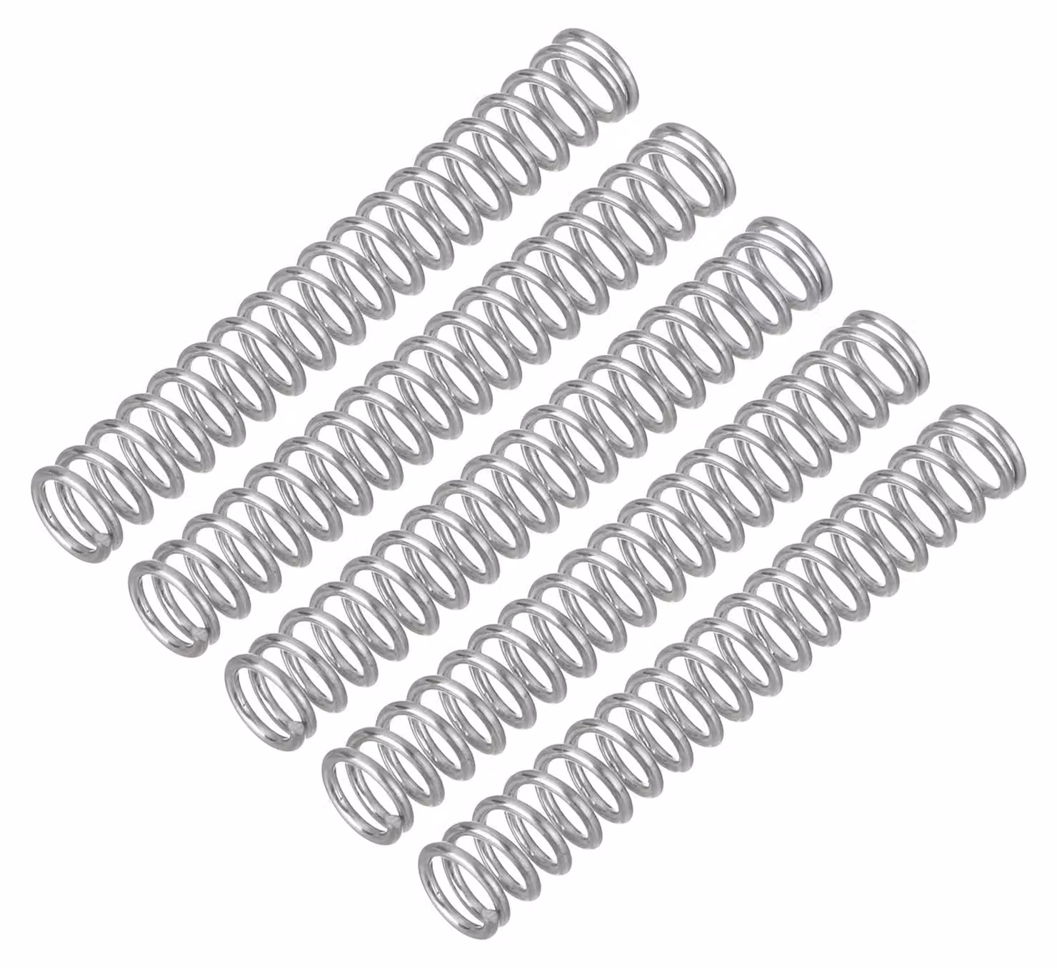 5 molle a compression in acciaio inossidabile 304, dimensioni 0,7x5x35 mm, colore argento