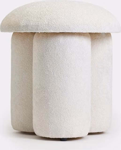 Pouf in tessuto "Magnus" - 45 x 45 x 48 cm - Bianco