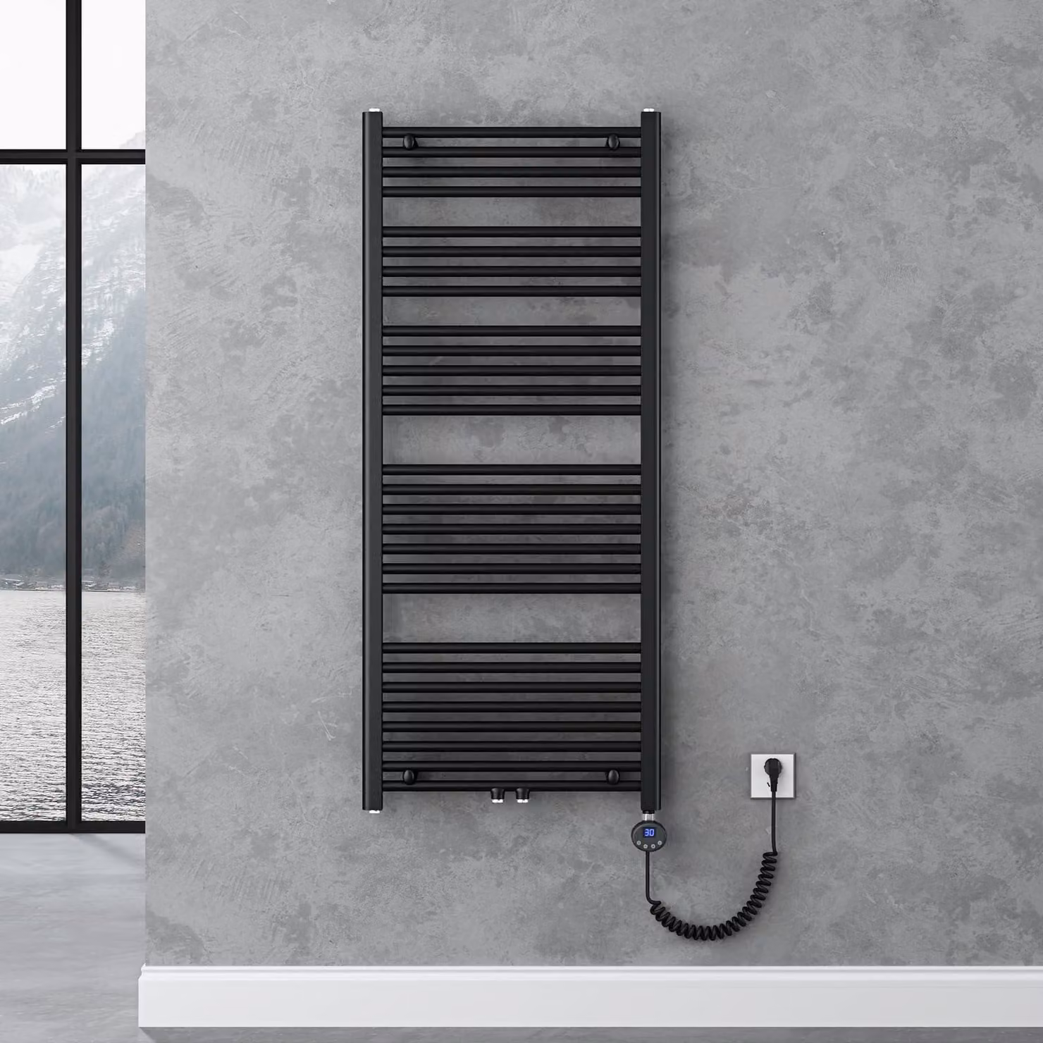 doporro Radiatore Piatto 140x60cm con Elemento Riscaldante 800W, Scaldasalviette da Bagno Termoarredo in Acciaio, Antracite, Riscaldamento Elettrico o ad Acqua Calda RHE