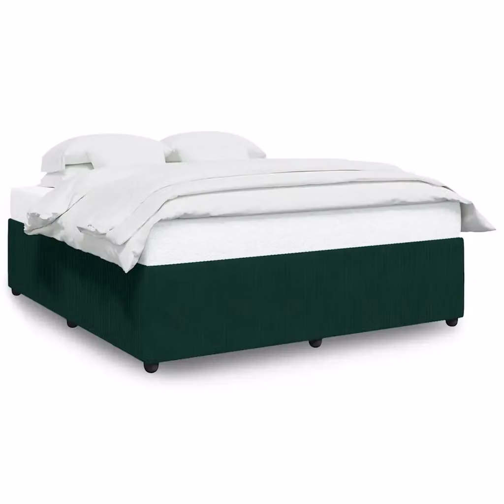 Giroletto vidaXL in velluto verde scuro con struttura in legno e doghe, L/P: 200 x 200 cm – 2