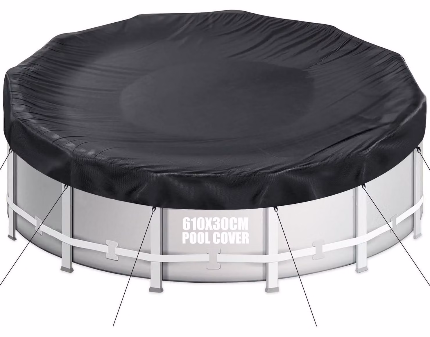 Copertura per piscina, forma circolare, diametro 610 cm, tessuto Oxford 420D, adatta per piscine con diametro da 550 a 610 cm, con corda di fissaggio
