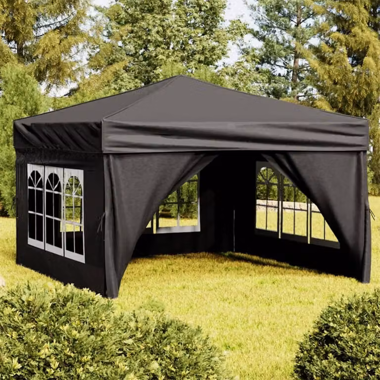 Maison Exclusive - Tenda da festa pieghevole con pareti laterali, colore nero, dimensioni 3x3 metri