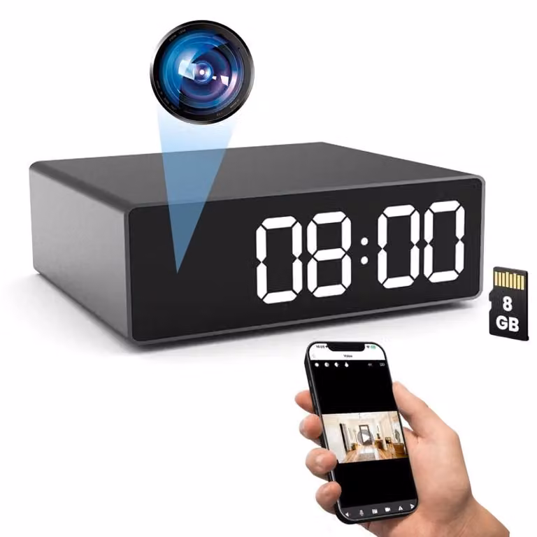 Mini Orologio Telecamera iUni IP33, Full HD, 8GB, 150°, Visione Notturna, Visualizzazione Live su telefono