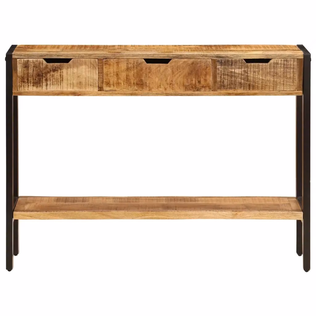 Credenza con 3 Cassetti vidaXL in Legno di Mango Marrone Stile Vintage L: 110 cm, P: 35 cm, H: 75 cm – 2