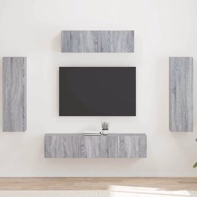 Mobile TV 5 pz Grigio Sonoma 3409174