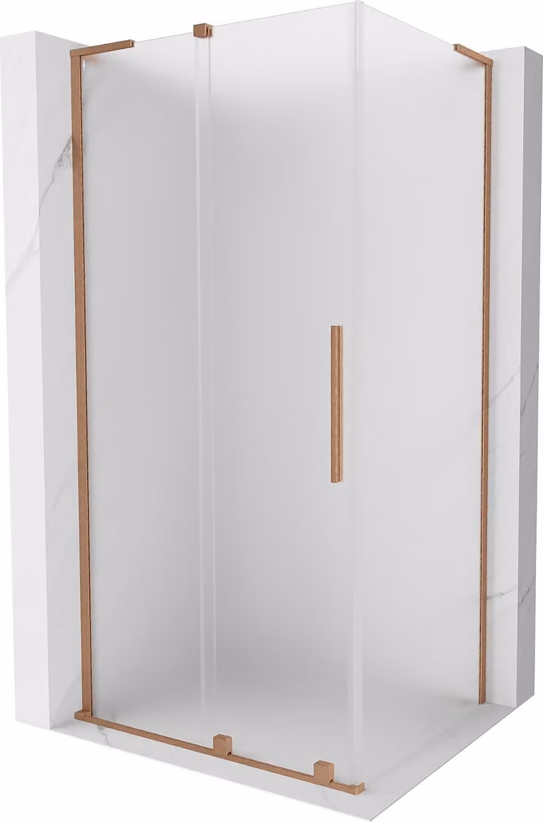 Mexen Velar L cabina doccia scorrevole 90 x 100 cm, ghiacciata, rame spazzolato - 871-090-100-33-65