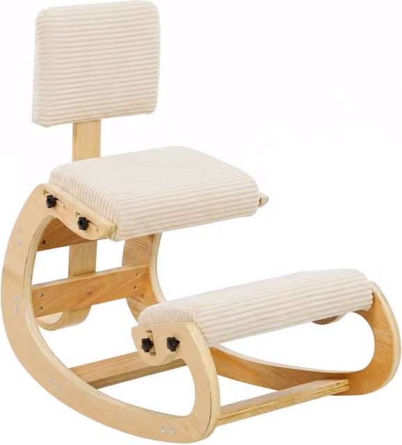 Sedia inginocchiata ergonomica con schienale 98 x 54 x 86 cm in poliestere color crema