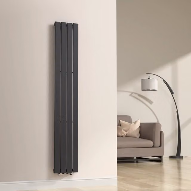 Termosifone a pannello singolo con elementi piatti neu.haus in acciaio nero L: 180 cm, H: 30 cm – 1