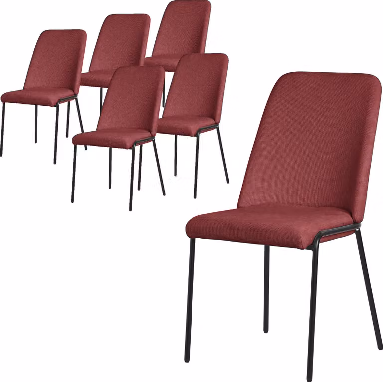 ML-Design set di 6 sedie da sala da pranzo in poliestere rosso sedie da cucina con gambe in metallo sedia da soggiorno con schienale sedie imbottite per sala da pranzo cucina