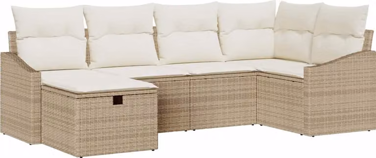 Set di divani con cuscino Beige e Crema polyrattan