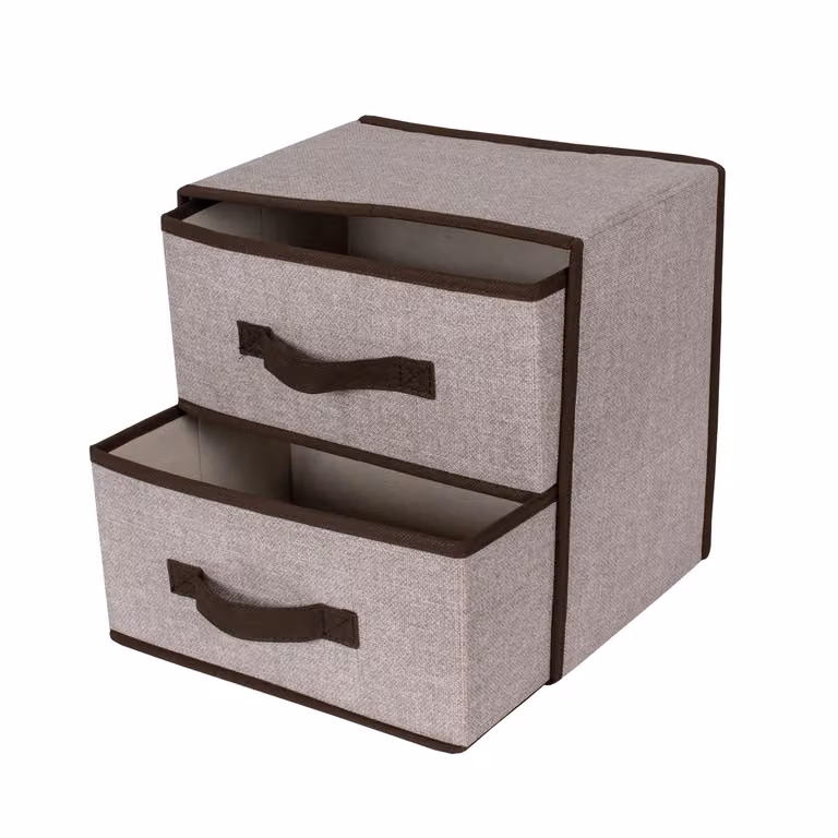 Organizer Scatola Salvaspazio VESTIAMO CASA con 2 Cassetti in Plastica Grigia, H 30 cm x L 30 cm x P 22 cm