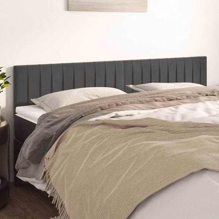 Testiera per letto vidaXL in velluto grigio scuro con pannello imbottito L: 200 cm, P: 5 cm, H: 78-88 cm