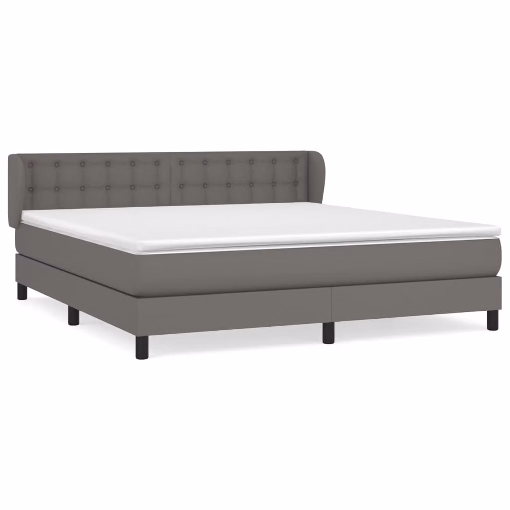 Giroletto a Molle con Materasso Grigio 160x200 cm in Pelle finta