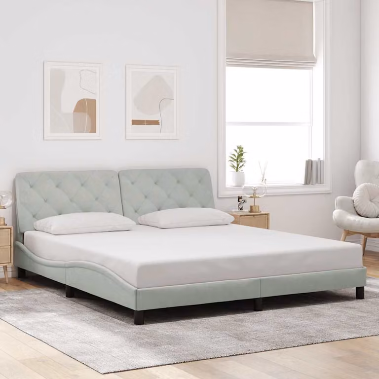 vidaXL Giroletto senza materasso in velluto grigio L/P/H: 180 x 200 x 30 cm