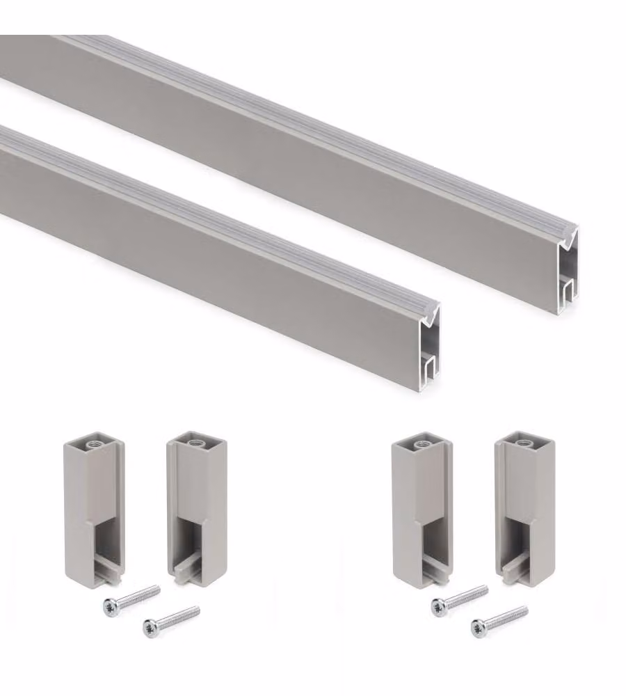 Emuca Kit tubo per armadio Luxe, 0,75 m, Color grigio pietra, Alluminio e Tecnoplastica