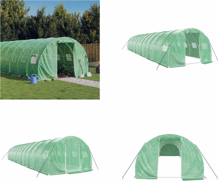 vidaXL Serra con telaio in acciaio verde 36 m² 12x3x2 m - Serra - Serre - Polytunnel - Serra calpestabile